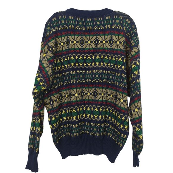 Vintage Apparel Workshop Geometric Sweater XL Fair Isle Nordic Retro 80s 90s - Picture 2 of 14